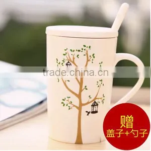 White Plain Ceramic Mug With Lid thumbnail-2