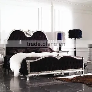 Luxury Royal France Style Antique Type Couple Bedroom Furniture Set Bed Bedside Table Wardrobe Dressing Table Bench Royal Chair thumbnail-1