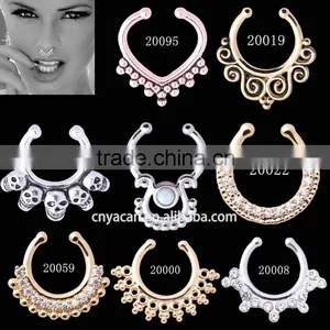 New Arrival Brass Opal Nose Septum Piercing thumbnail-1