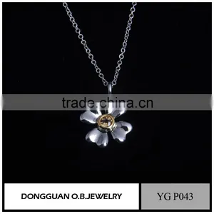 Wholesale Fashion Necklace Jewelry 925 Sterling Silver Crystal Flowers Necklace thumbnail-3
