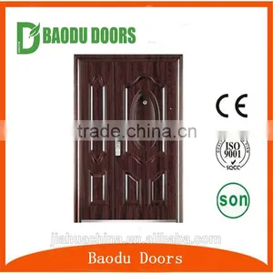 Baodu Brand Cheap Security Door Exterior Commercial Double Steel Doors thumbnail-4