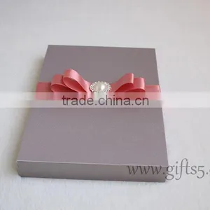 Custom Handmade Wedding Invitation Box With Ribbon thumbnail-4