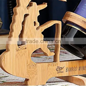 WR007/100% Bamboo Material Chinese Style Hot Sale Fishing Shaped Folding Bamboo Wine Rack thumbnail-4