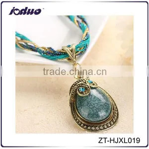 Women Vintage Water Drop Stone Pendant Necklace thumbnail-1