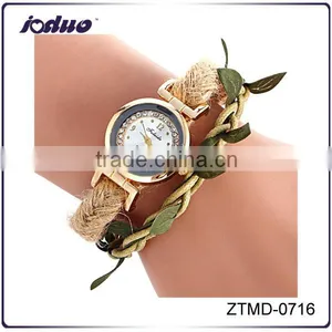 Hand Made 2016 DIY Fashion Cord With Leaf Watches thumbnail-1