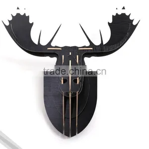 Latest Design Wood Craft Moose Head Wall Hanging Decoration thumbnail-3
