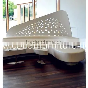 Modular Acrylic Solid Surface Glacier White Waiting Bench Chair thumbnail-1