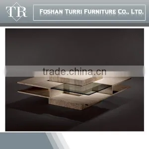 Luxury Glass Travertine Coffee Table,Living Room Furniture Design Tea Table thumbnail-3