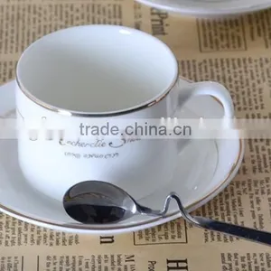 High Quality White Porcelain Coffee Cup With Saucer thumbnail-1