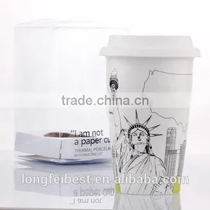 Double-layer Ceramic Starbucks Cup With a Silica Gel Lid,ceramic Mug thumbnail-1