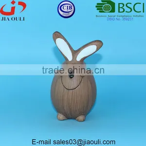 BSCI Audit Dehua Factory Brown Painted Ceramic Rabbit, Fat Sitting Rabbit thumbnail-1