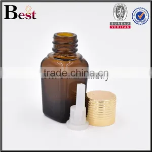10ml Square Amber Glass Empty Fragrance Oil Bottle With Gold Aluminum Cap thumbnail-3