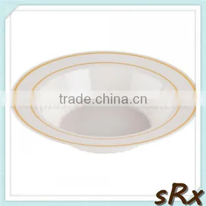 Bone White 12 oz Plastic Soup Bowl With Gold Bands,OEM CHIC Plastic Round Soup Bowl Gold Bands thumbnail-4