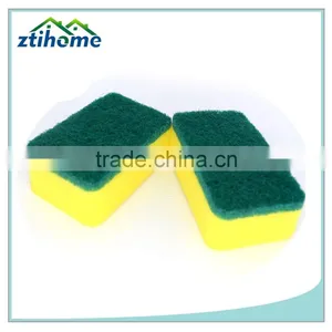 Different Rectangle Kitchen Green Scouring Pad With Yellow Sponge thumbnail-3
