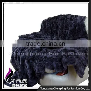 CX-D-03A Fur Throw Rex Rabbit Fur Royal Fluffy Blanket Genuine Fur Blanket thumbnail-6