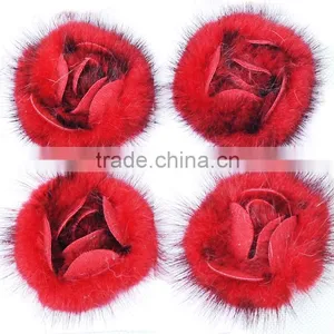 CX-A-25B Garment Decorated Ladies Genuine Mink Fur Fashion Brooch Pin thumbnail-1