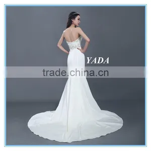 Sweetheart Satin Handmade Embroidery Beaded Wedding Dress With Bridal Mantilla Veil thumbnail-3