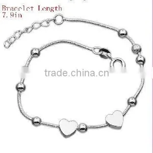 Fashion Silver Plated Bracelets, Fashion Heart Charm Chain Jewelry thumbnail-1