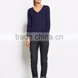 V Neck Russisa Knitting Sweaters Middle Line Knitwear Pattern Oem Service Factory Price thumbnail-4