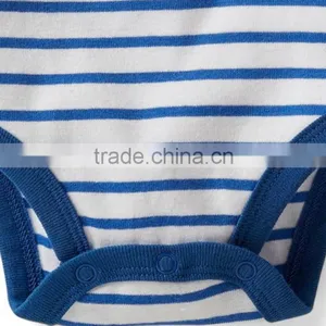 Fashion Short Sleeve Baby Toddler Clothing Striped Applique Baby Bodysuit With Pearl Stitch thumbnail-2