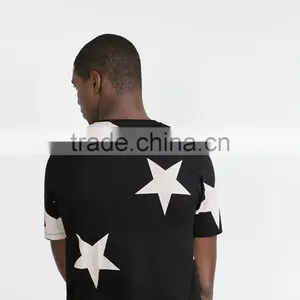 O Neck Black Slim Man Cotton t Shirt With Stars Printed thumbnail-3
