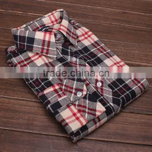 Womens Plain Lined Plaid Flannel Shirt thumbnail-4