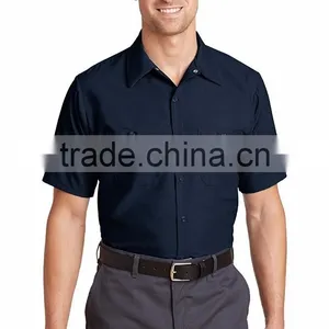 Factory Custom Logo Short Sleeve Shirt Uniform Work Clothes Cotton Mechanic Workwear In Baoding thumbnail-5