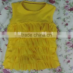 Baby Summer Hot Sale Girls Tank Top Icings Solid Color Cotton Clothes 2017 Wholesale Clothes Ruffle thumbnail-2