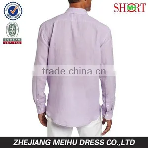 Men's Long Sleeve Solid Double Pocket Linen Casual Shirt thumbnail-4
