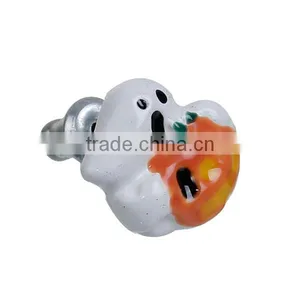 Ear Studs Earrings White Orange Halloween Ghost Pumpkin x 11mm thumbnail-2