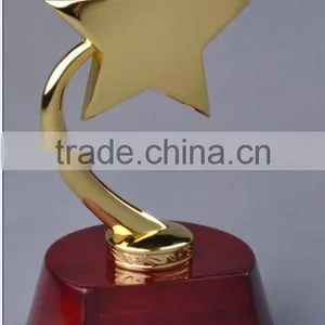 Wooden Award With Metal Star Trophy thumbnail-1