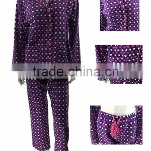 Purple Long Sleeves Flannel Pajamas Women Winter Sleepwear thumbnail-1
