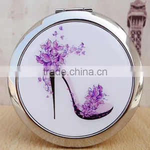 Dubaa Mother of Purple High Heel Shoes Design Double Magnifying Compact Cosmetic Makeup Hand Mirror thumbnail-6