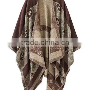 Women Cashmere Oversized Blanket Poncho Cape Shawl Long Cardigan Women Winter Coat thumbnail-4