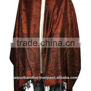 Indian Stole & Dupatta Pashmina Scarf From Jaipuri Bandhej thumbnail-1