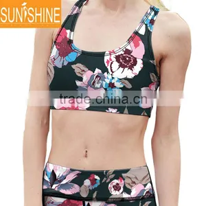 Custom Brand Women Gym Wear Floral Printing Yoga Fitness Wear Suits For Ladies thumbnail-4