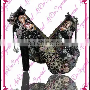 Aidocrystal Black Rhinestone Peacock Decoration Luxury Brand Shoes,eveing Party Prom Hgih Heels thumbnail-1