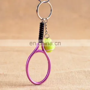 Custom Sport Key Holder Plastic Tennis Ball Keyring Metal 3d Mini Tennis and Tennis Racket Keychain for Club Game Gifts thumbnail-3