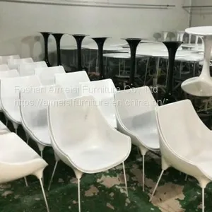 Modern Fiberglass Shell Metal Legs Living Room Leisure Coffee Chair thumbnail-4