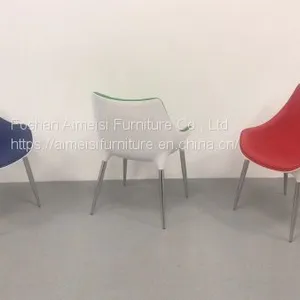 Modern Fiberglass Shell Metal Legs Living Room Leisure Coffee Chair thumbnail-5