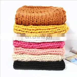 Super Large Soft Handmade Knitting Throw Blanket Big Chunky Yarn Knit Weighted Blankets for Couch Sofa Chair Home thumbnail-6