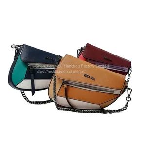 2021 Portable Outdoor Colorful Female Girls Women Handbag Saddle Bags With Chain thumbnail-1