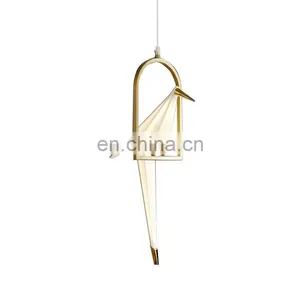 Modern Paper Crane Metal Chandelier LED Bird Design Pendant Lamp For Restaurant Living Room thumbnail-1