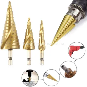HSS Spiral Flute Step Drill Bit Set With Automatic Spring Loaded Center thumbnail-2