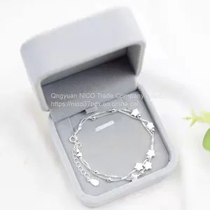 S925 Sterling Silver Double Star Bracelet Female Tide Japan and Korea Simple Temperament Super Fairy Sen Department Students Sweet Birthday Gift thumbnail-1