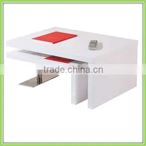 White Panel Chromed Steel Side Coffee Table thumbnail-1