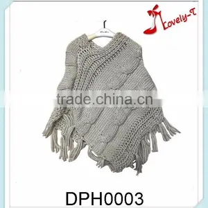 Lovely Tfashion Acrylic Baby Girl's Winter Kintted Tassels Poncho Shawls Poncho Sweater thumbnail-1