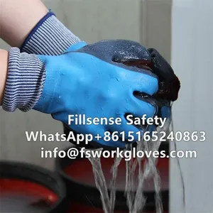 Warm Waterproof 15G Nylon Acrylic Terry Lining Latex Double Coated Insulated Work Gloves thumbnail-4