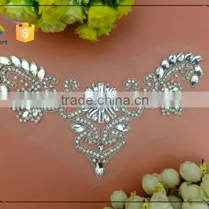 Bling Bling Clear Glass Stone Embroidery Sew on Rhinestone Patch thumbnail-1