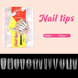 New Nail Tips Full and Half Stick Full Matte Folded Seamless Transparent Nail Tips 13 Styles, 504 Pieces, 360 Pieces thumbnail-1